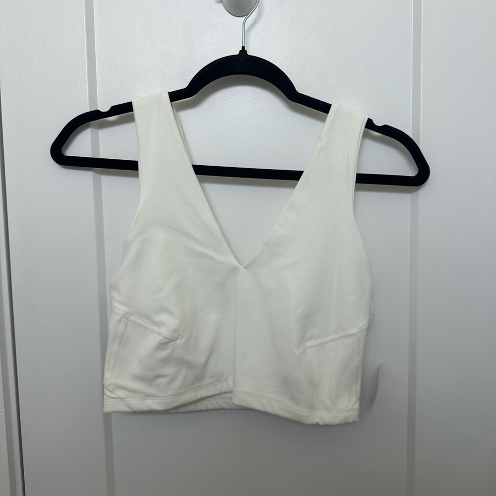 White V-Neck Crop Top